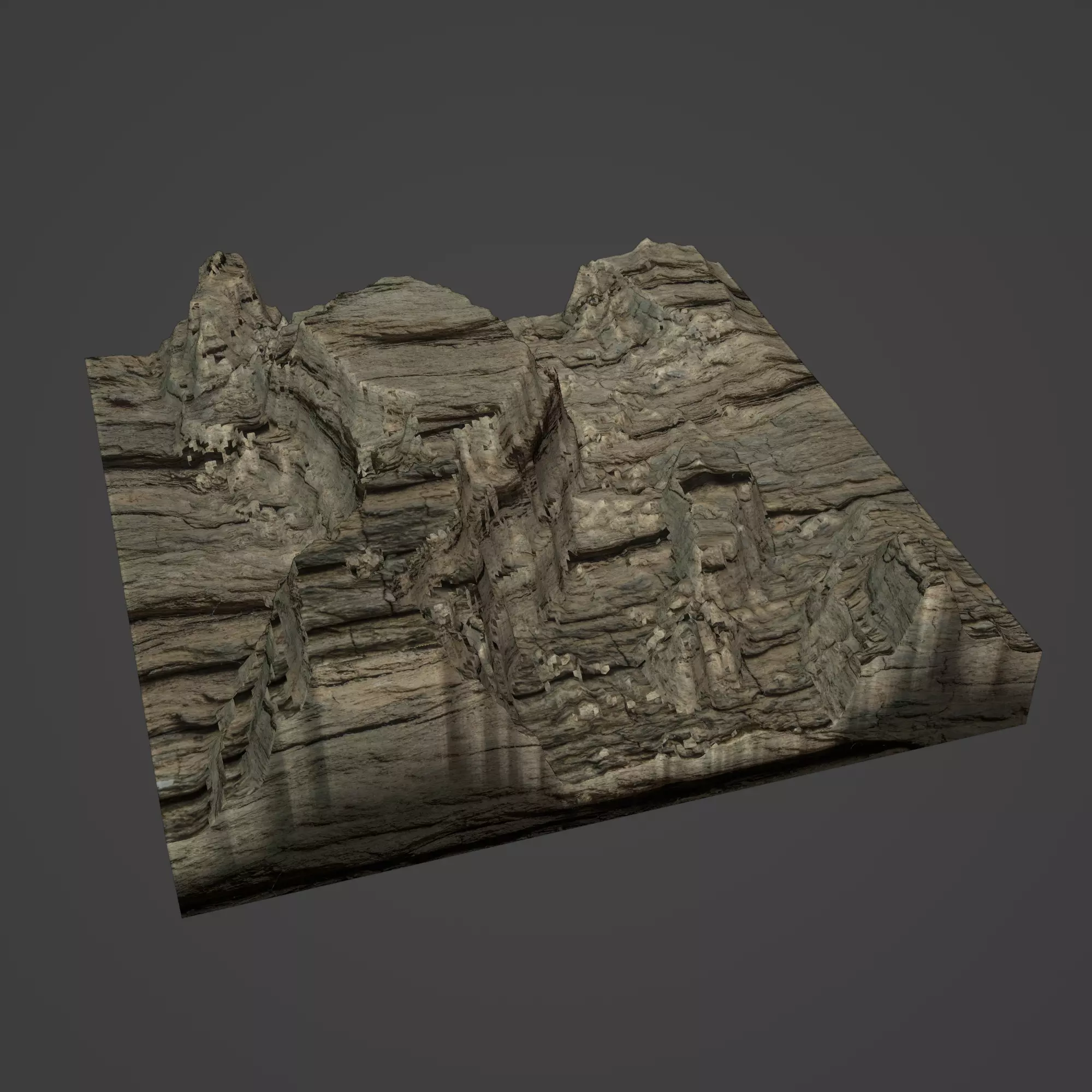 Canyon Mountain Low-poly 3D model_0