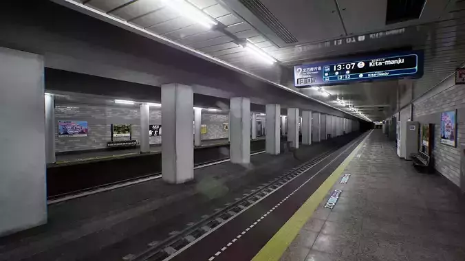 Tokyo Metro Station 02 Low-poly 3D model