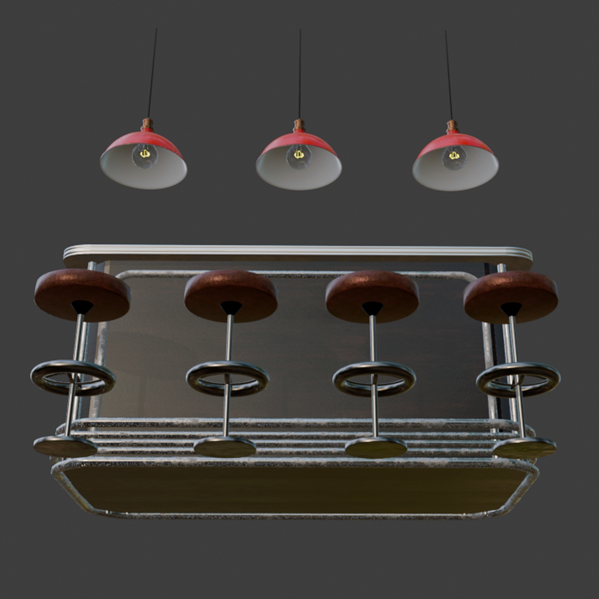 retro bar furniture set 3D model_4