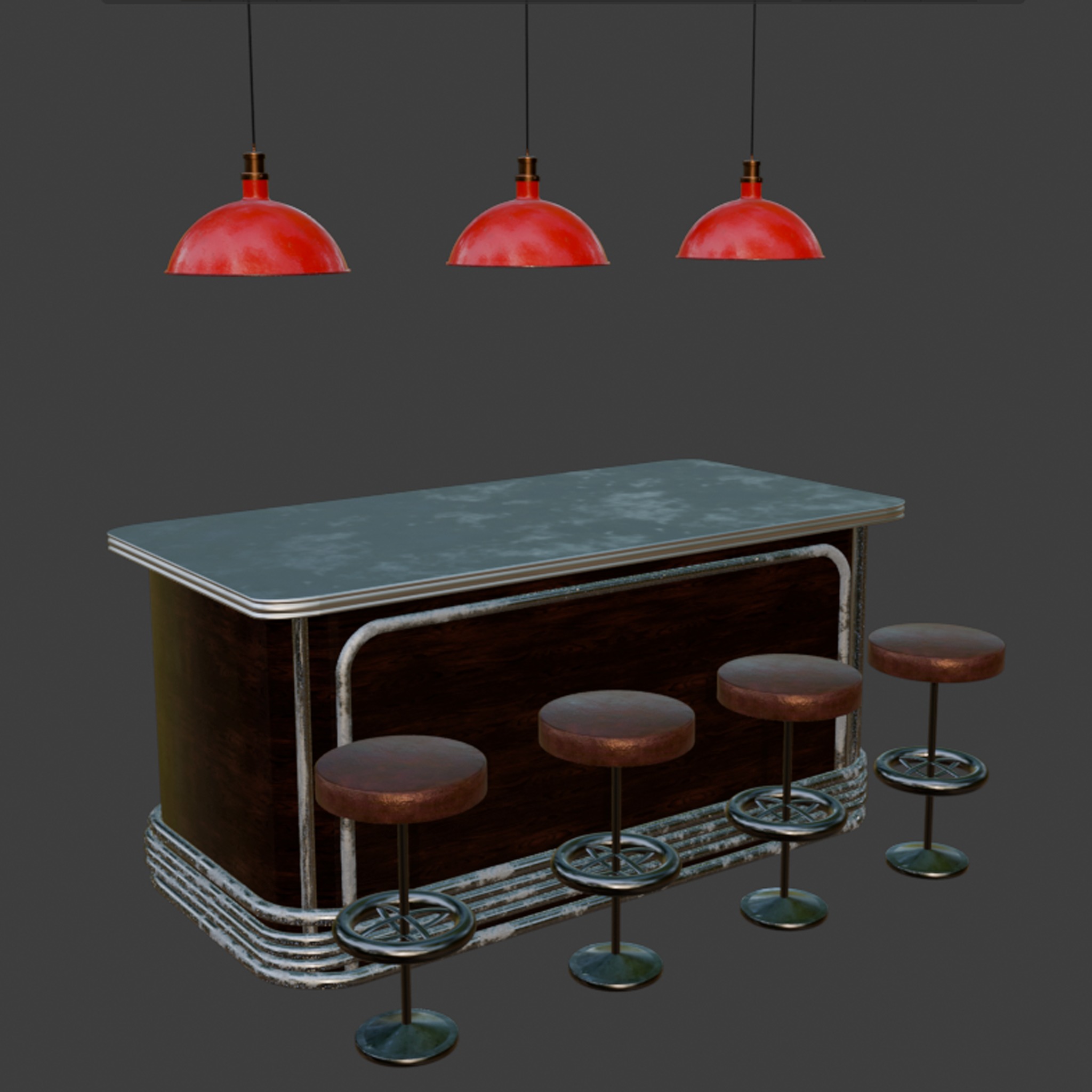 retro bar furniture set 3D model_3