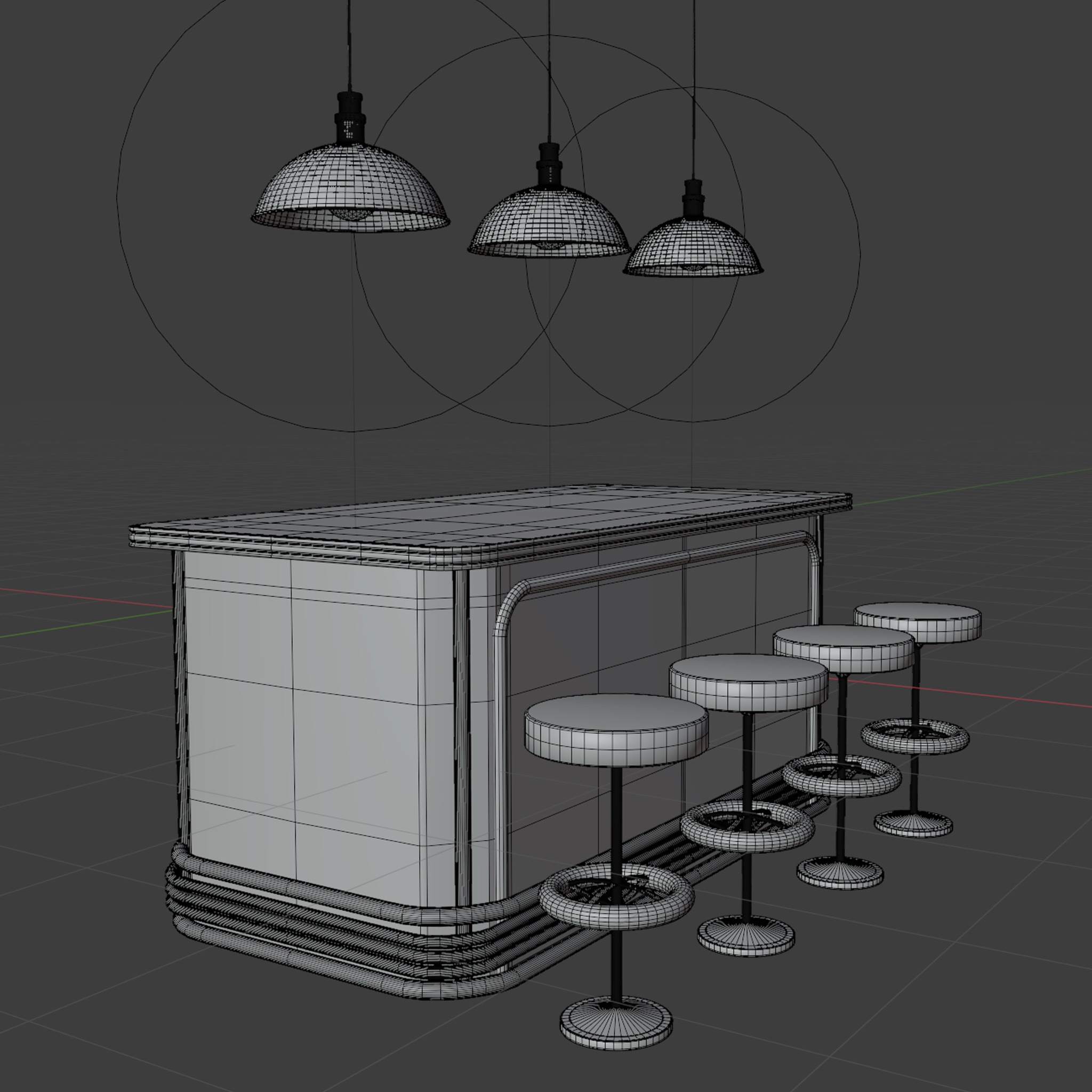 retro bar furniture set 3D model_7