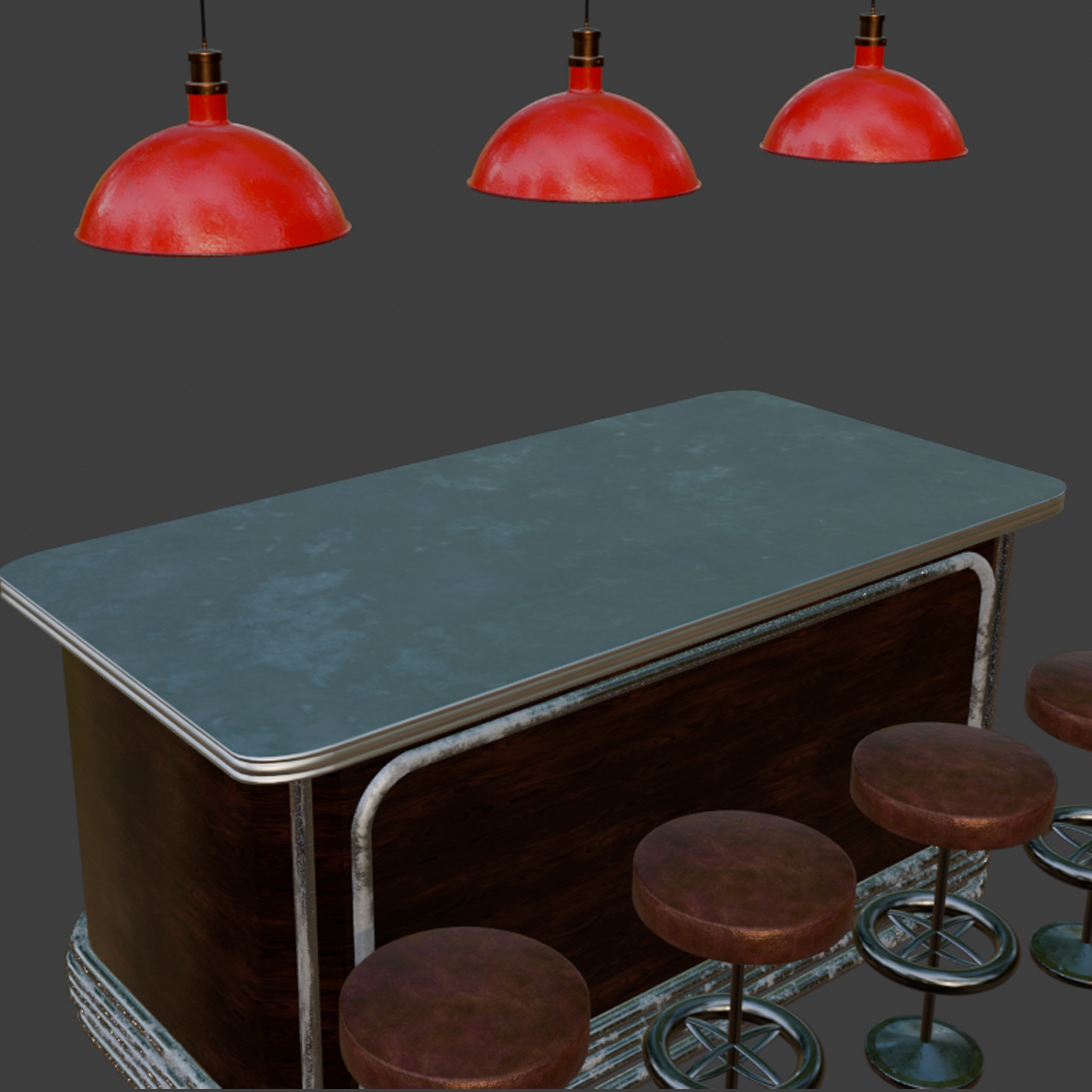 retro bar furniture set 3D model_5