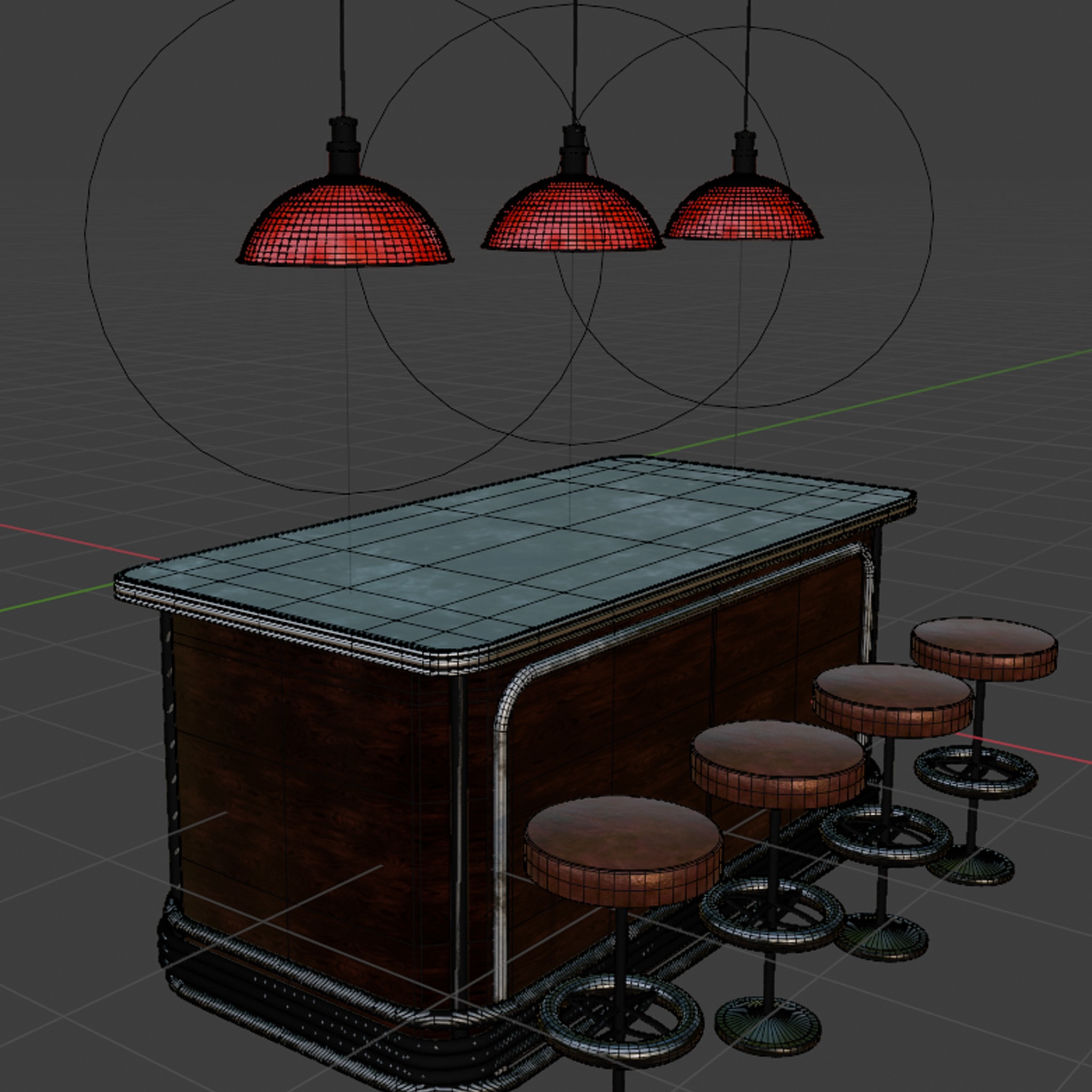 retro bar furniture set 3D model_6