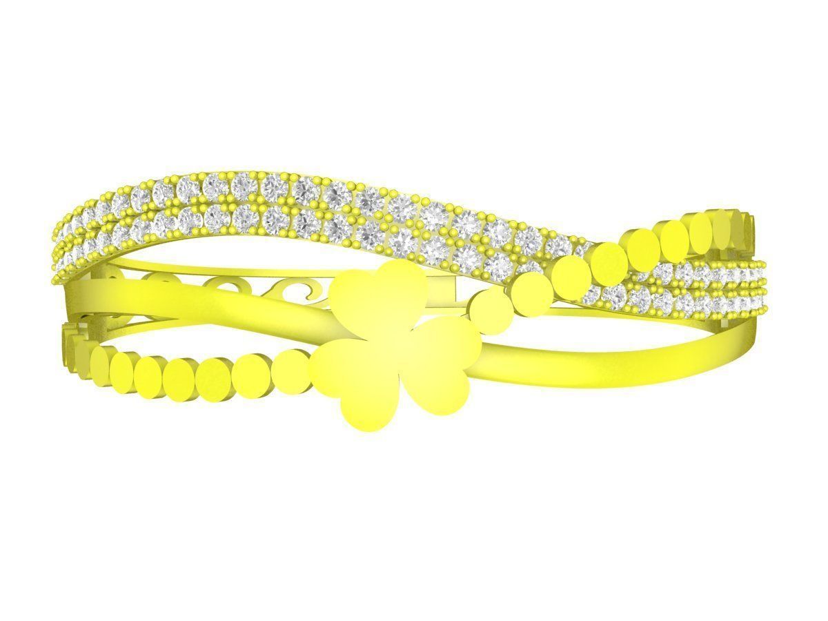 A6454 Three Gloves Leaf Diamond Women Bangle Bracelets 3D Model 3D print model_2
