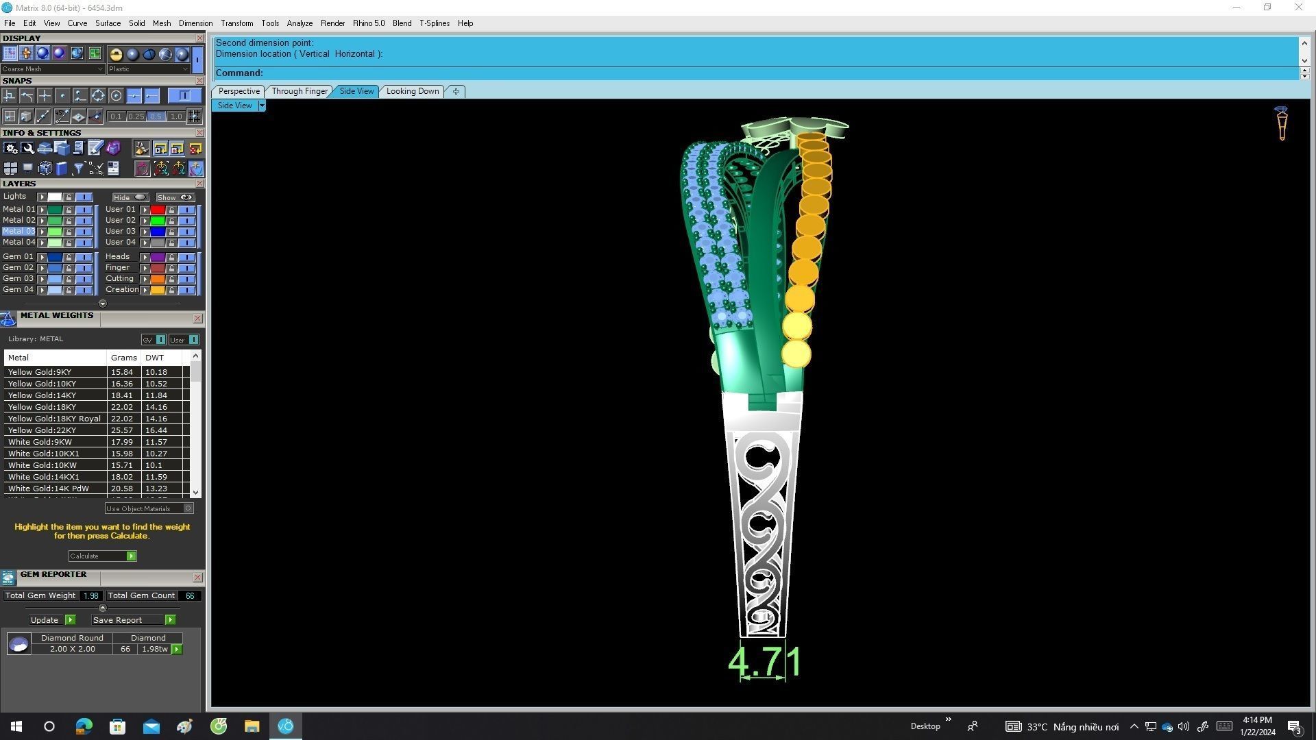 A6454 Three Gloves Leaf Diamond Women Bangle Bracelets 3D Model 3D print model_7