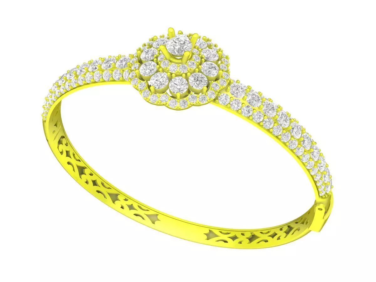 A6493 Italy Flower Diamond Women Bangle Bracelets 3D print model_0