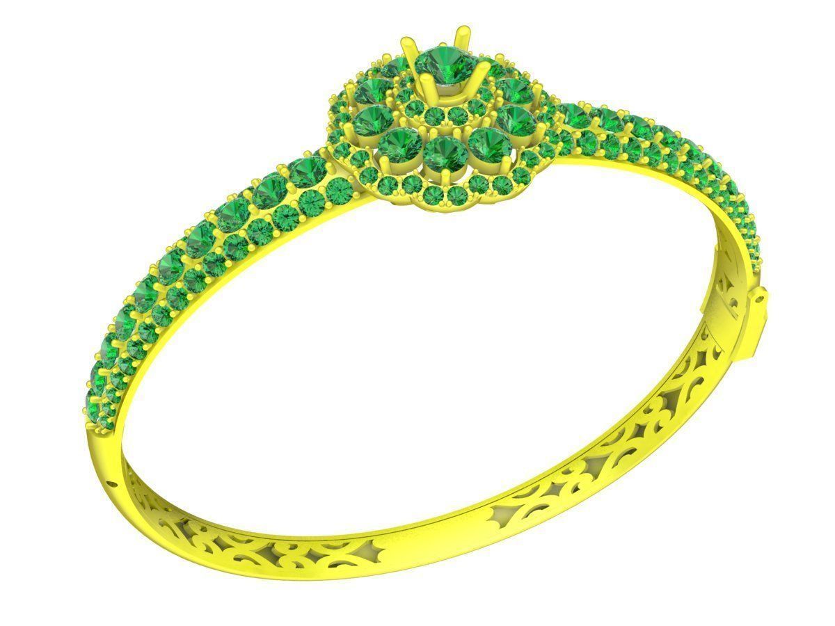 A6493 Italy Flower Diamond Women Bangle Bracelets 3D print model_5