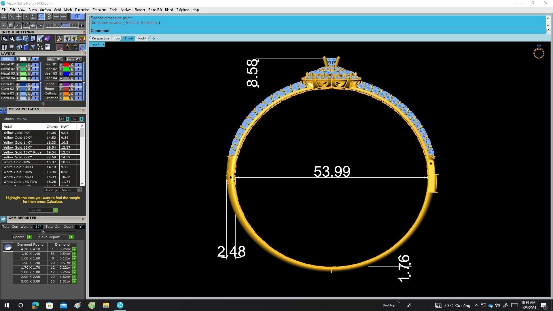 A6493 Italy Flower Diamond Women Bangle Bracelets 3D print model_7