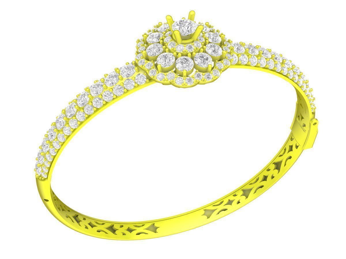 A6493 Italy Flower Diamond Women Bangle Bracelets 3D print model_1