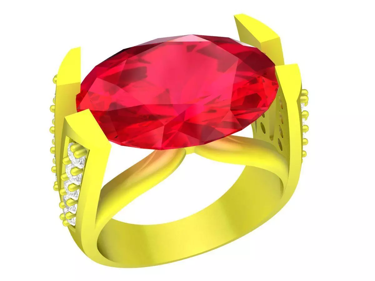 Bold Oval Red Gemstone Ring 3D Jewelry Model 5013 3D print model