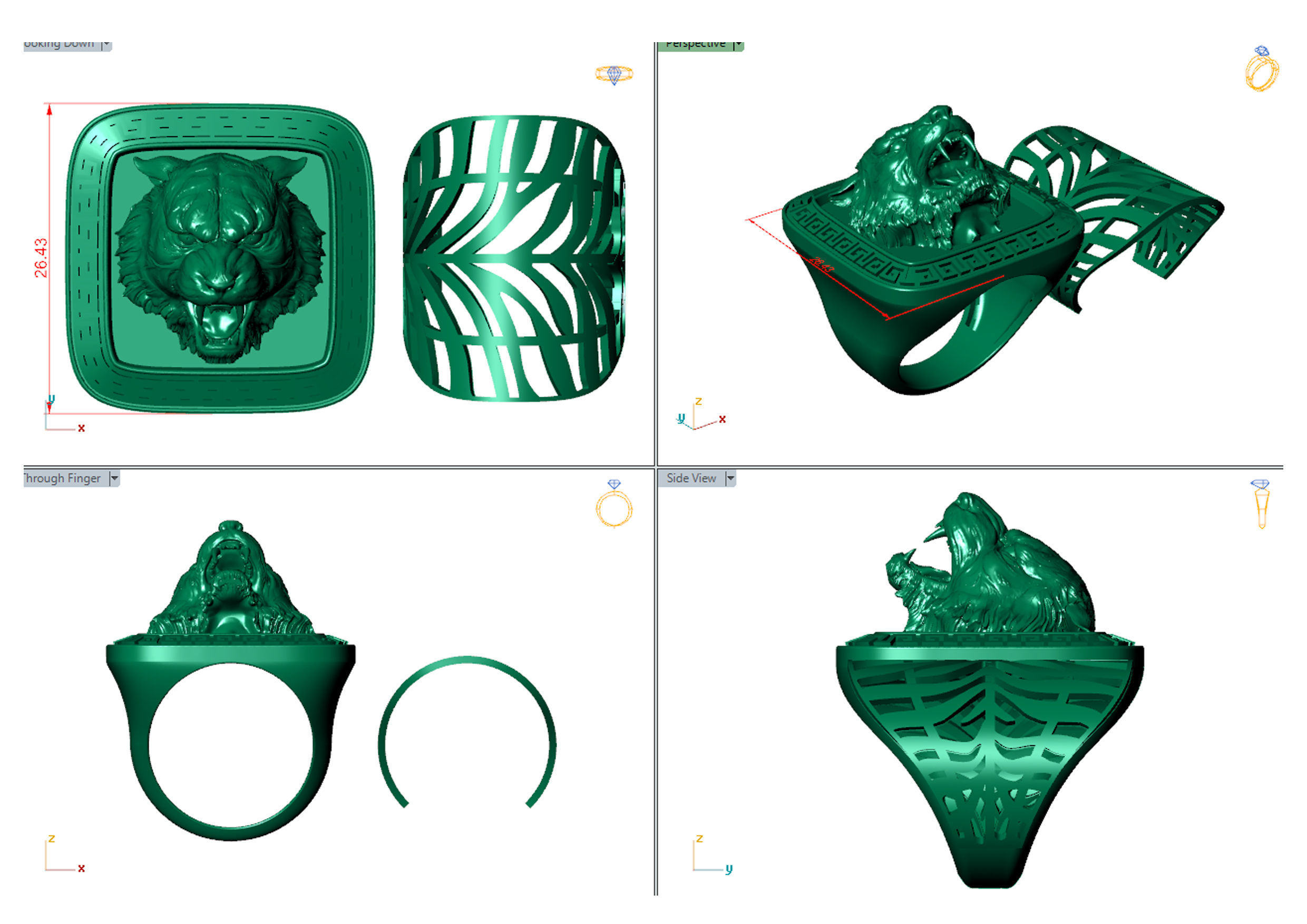 Tiger ring printable 3d model 3D print model_5