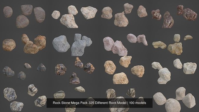 Rock Stone Mega Pack 325 Different Rock Model 3D Model Collection