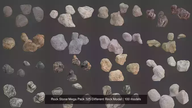 Rock Stone Mega Pack 325 Different Rock Model 3D Model Collection