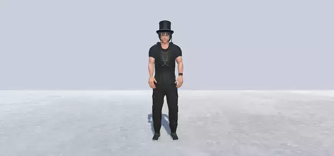 Guitar player Avatar Rigged  Low-poly 3D model