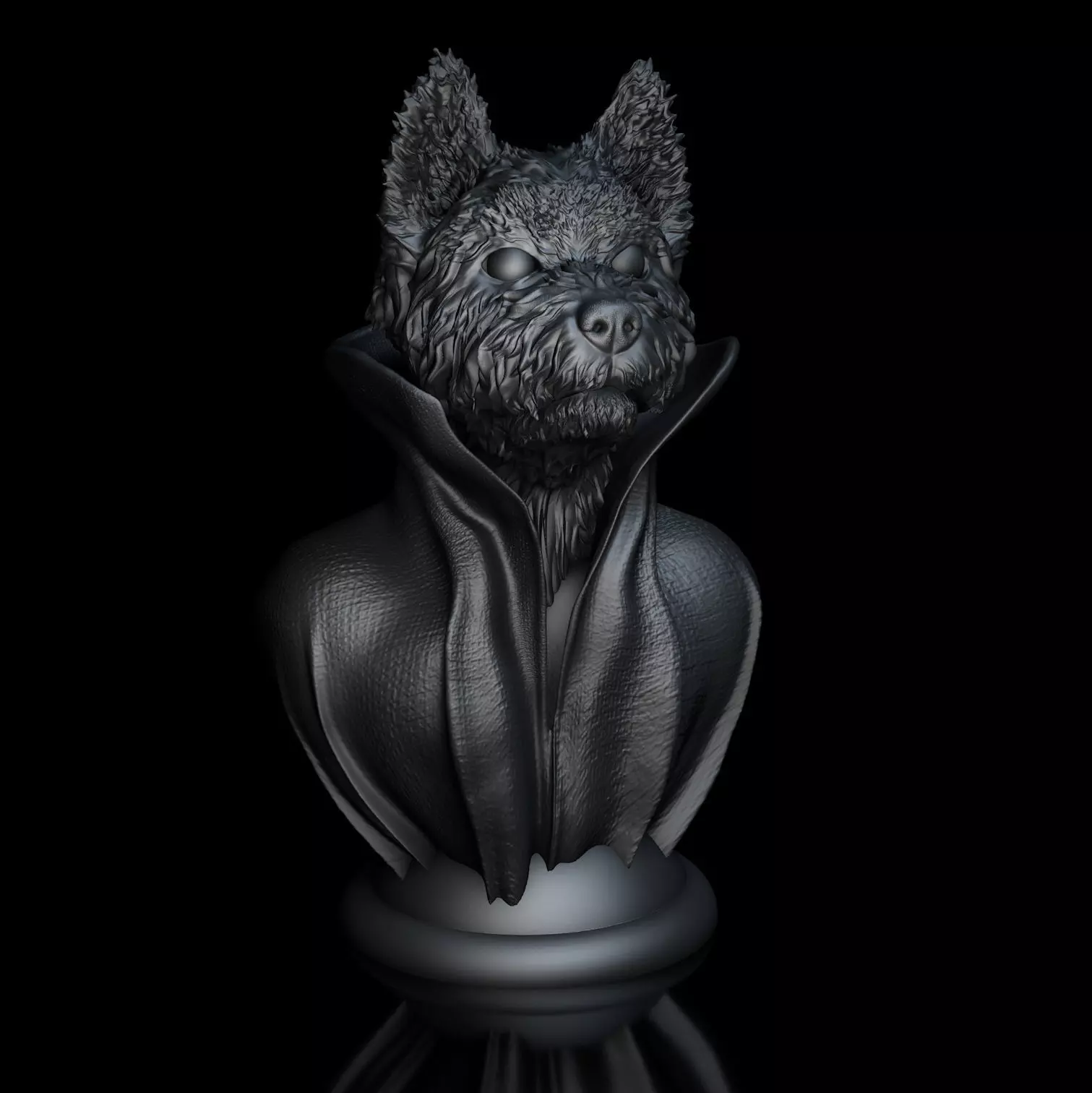 West-Highland Terrier - with Collar Cape on Base 3D print model_0