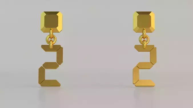 Digital Number Ear Ring 2