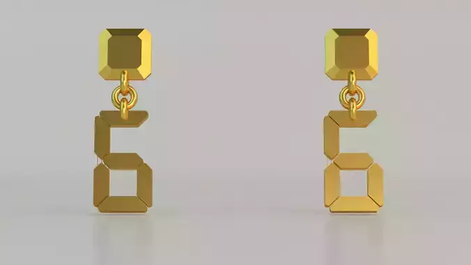 Digital Number Ear Ring 6