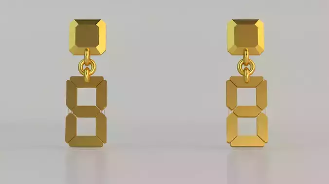 Digital Number Ear Ring 8