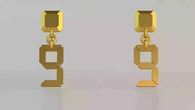 Digital Number Ear Ring 9