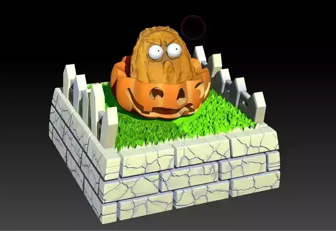 keycap artisan cute plants vs zombies Tall-Nut in a Pumpkin 3D print model