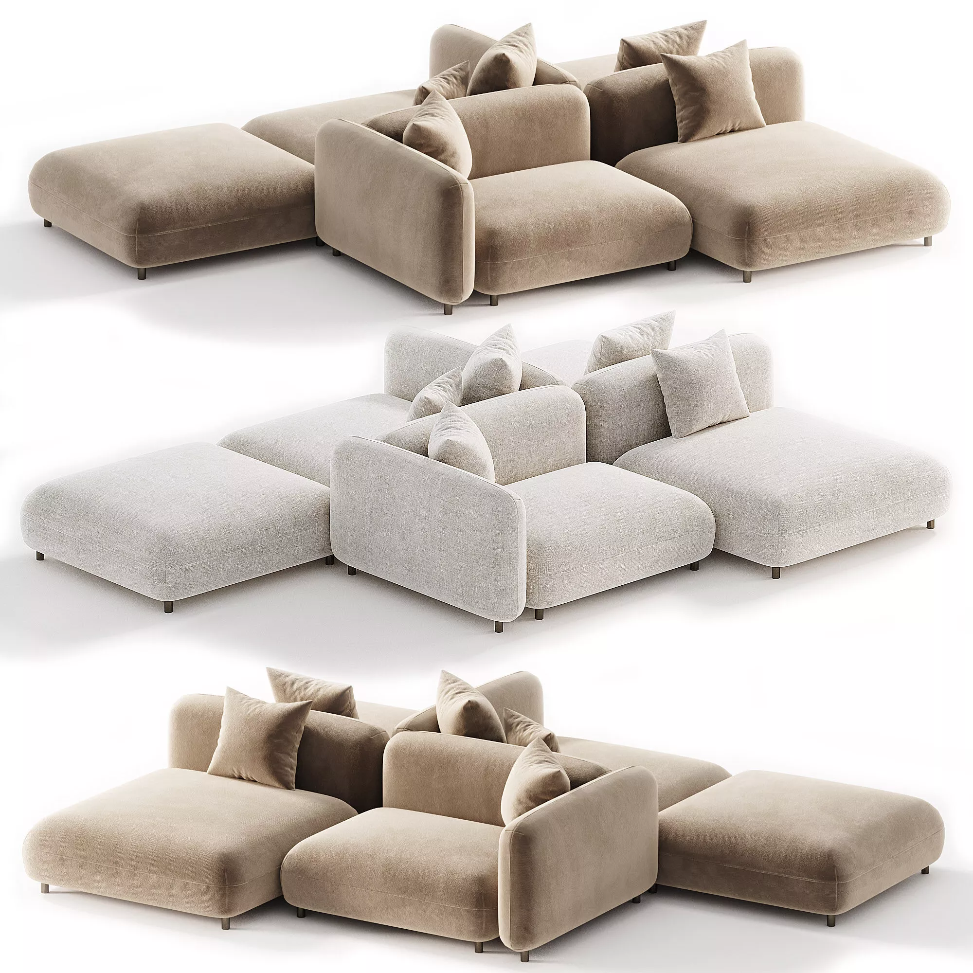 Tokio Modular fabric Sofa 3 3D model