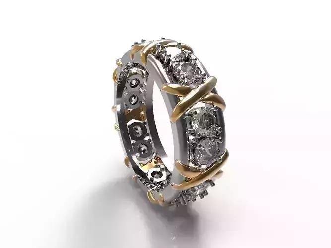 Gold ring with diamonds 3mm