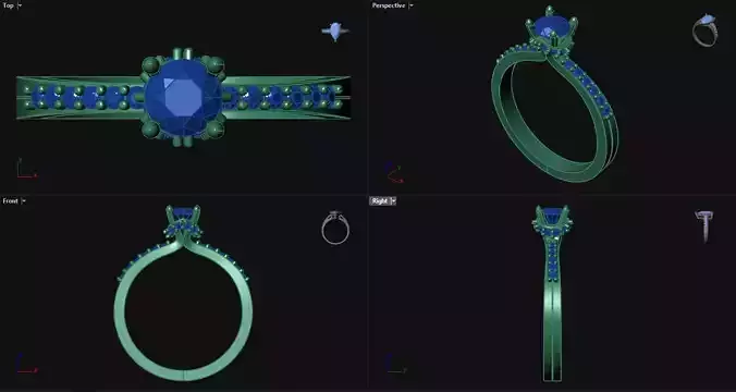 4 Prong Engagement Ring with sidestones 