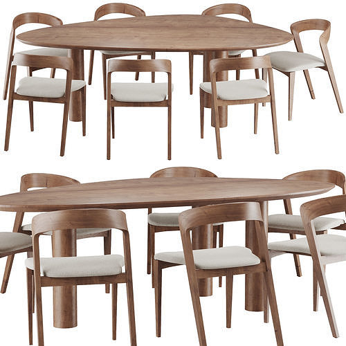 Dinning chair and table set13 3D model