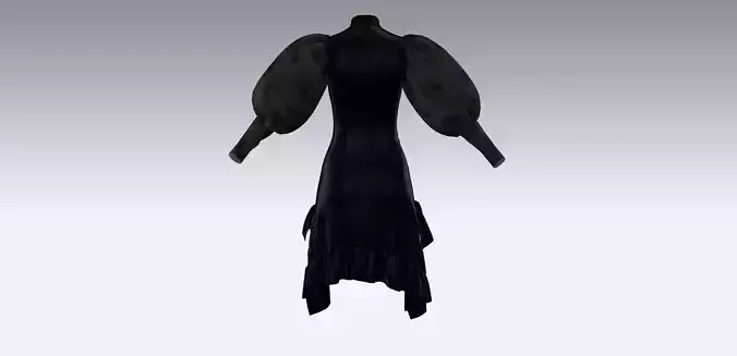 Black frilly dress with puffed sleeves