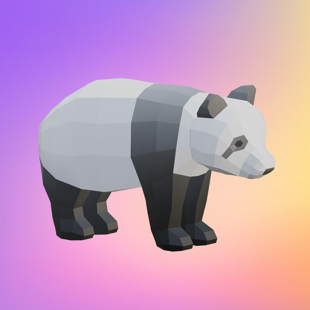 Low poly panda Low-poly 3D model_2