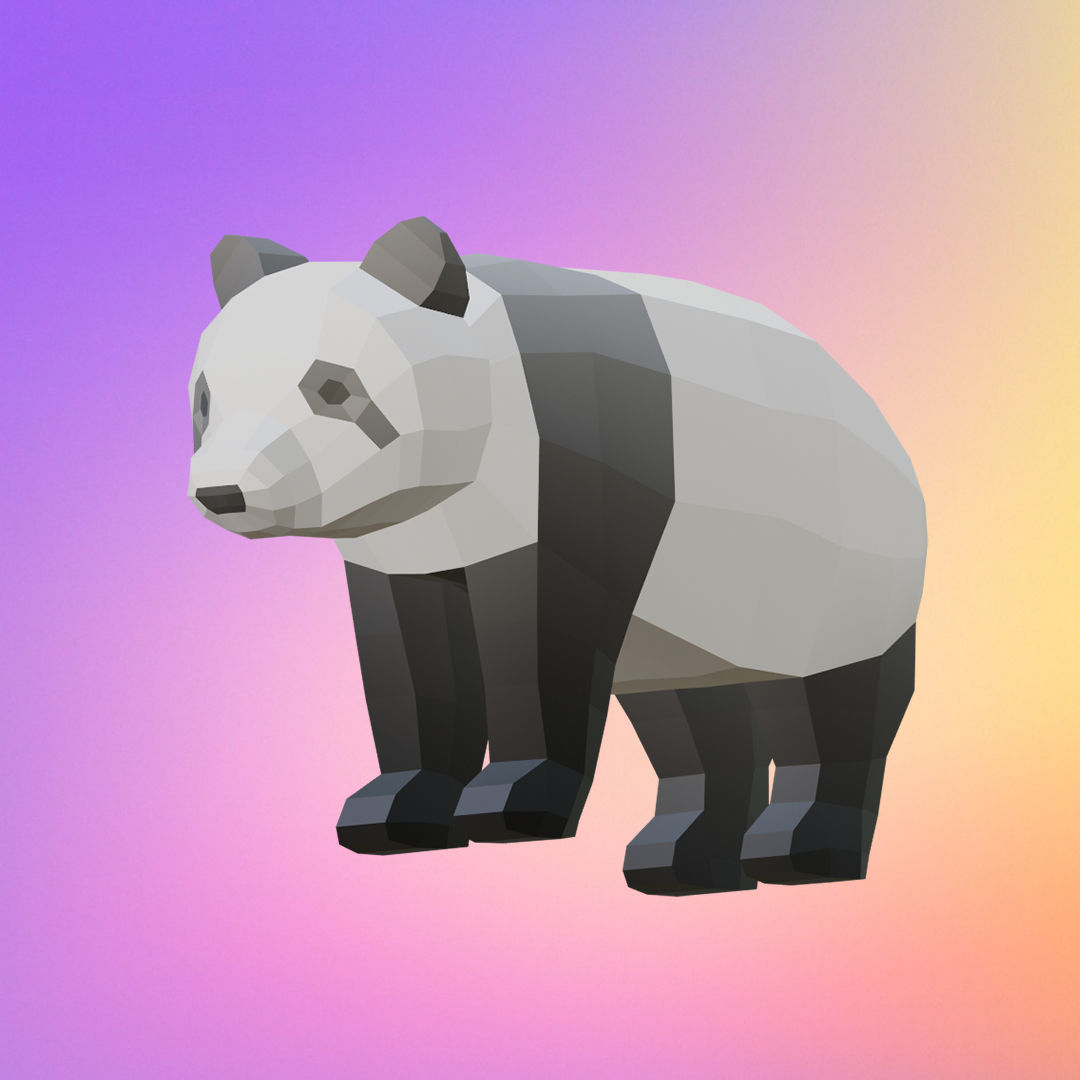 Low poly panda Low-poly 3D model_3