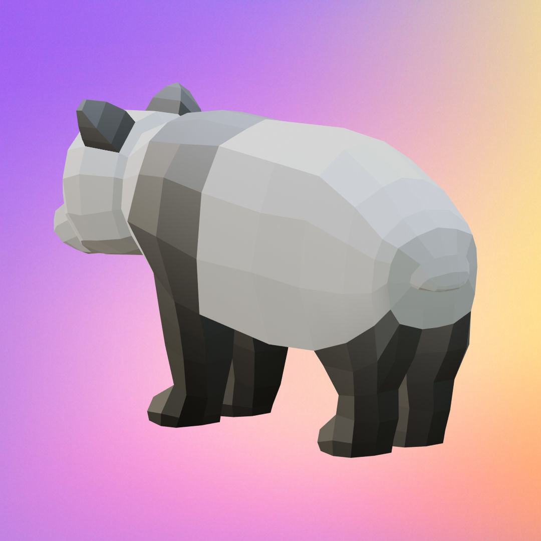 Low poly panda Low-poly 3D model_4