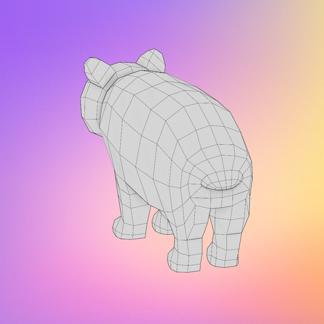 Low poly panda Low-poly 3D model_7