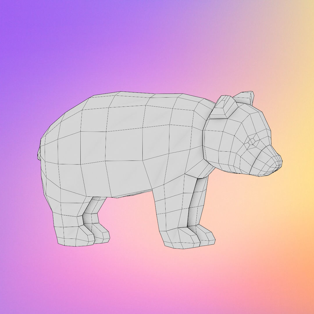Low poly panda Low-poly 3D model_5