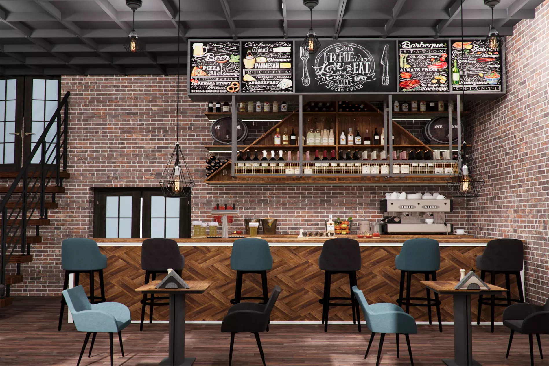 Bar in loft style Free 3D model