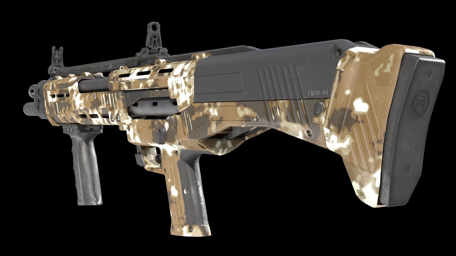 DP12 Shotgun Desert Camo texture Low-poly 3D model_2