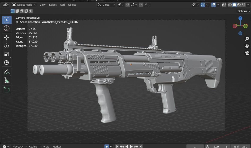 DP12 Shotgun Desert Camo texture Low-poly 3D model_8