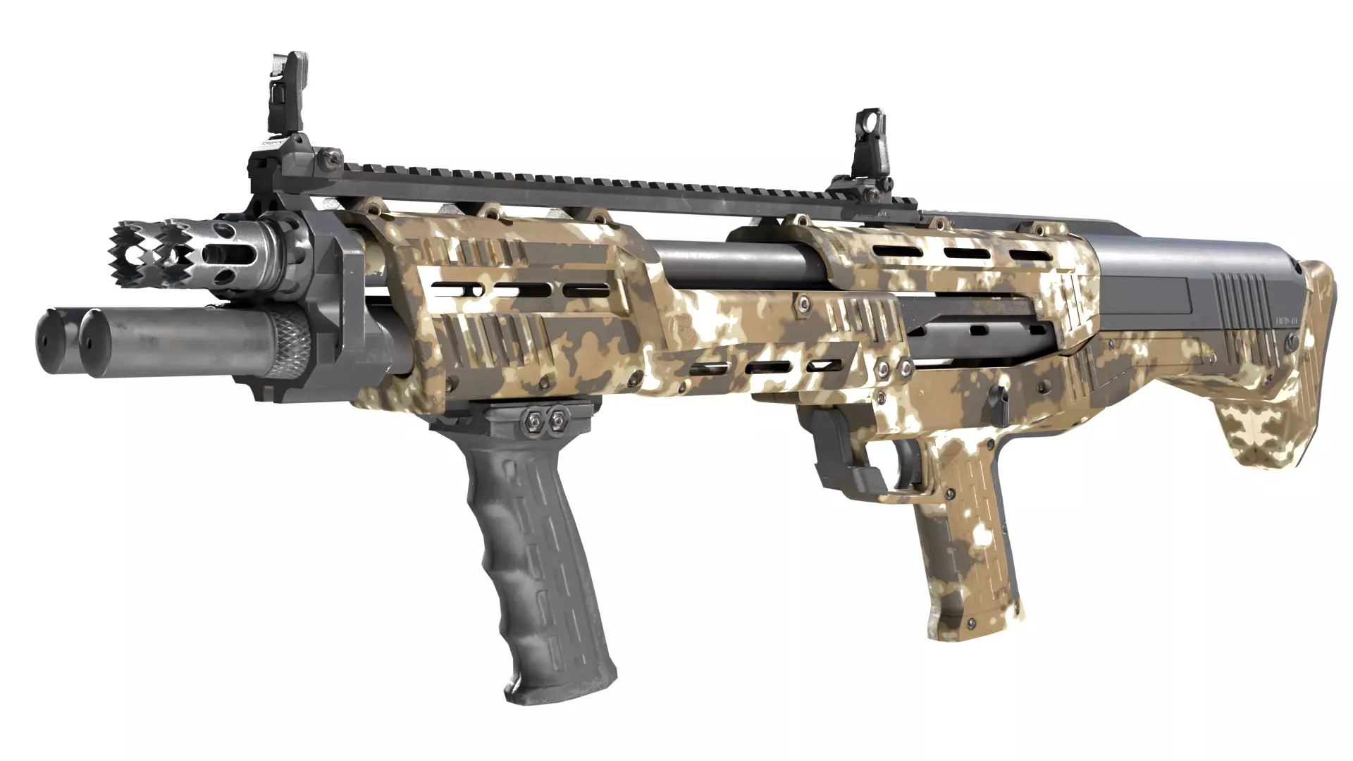 DP12 Shotgun Desert Camo texture Low-poly 3D model_0