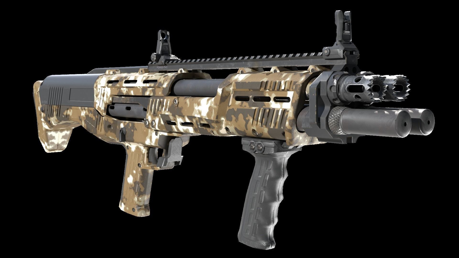 DP12 Shotgun Desert Camo texture Low-poly 3D model_5