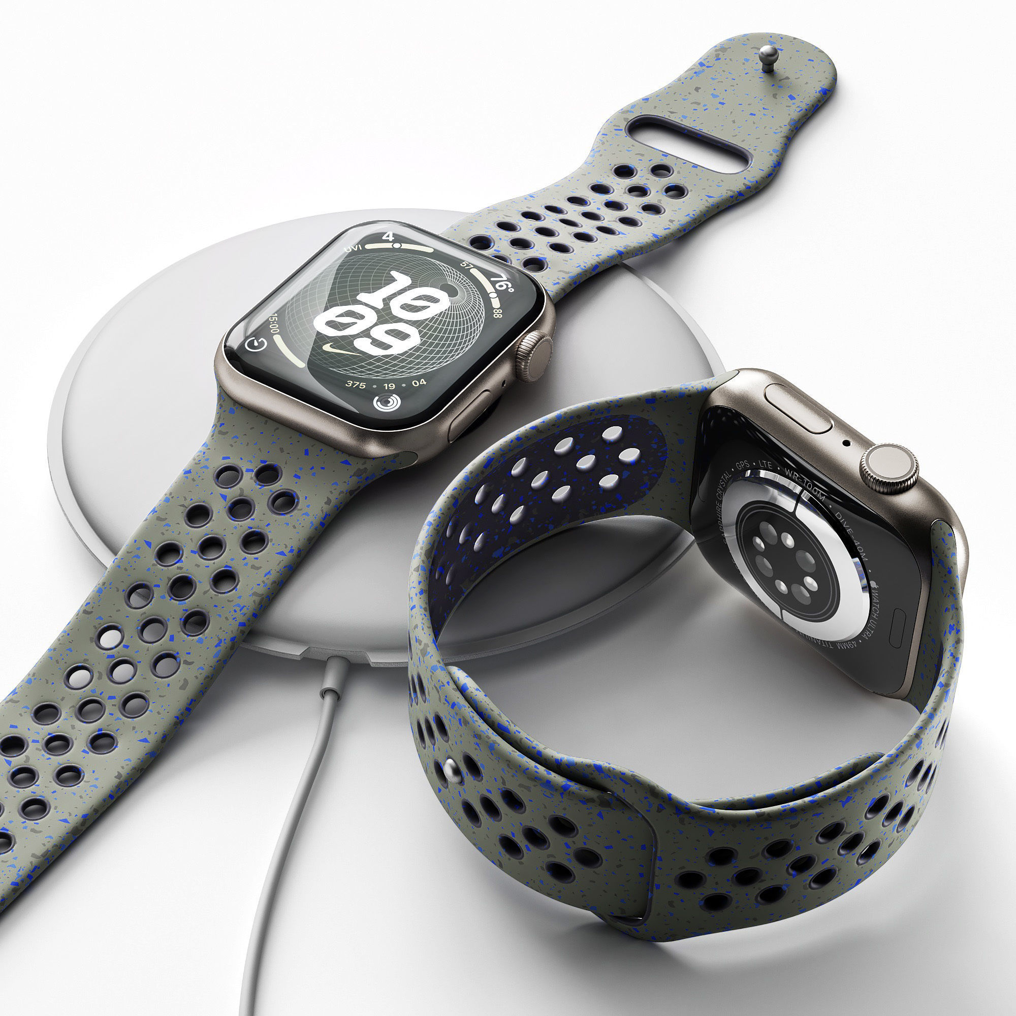 Apple Watch Series 9 Nike Sport Band Cargo Khaki 3D model_1