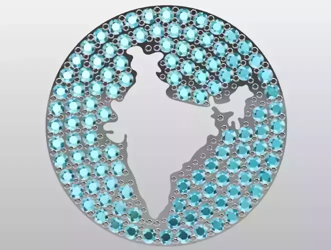 India Map Pendant with Diamonds  3D print model