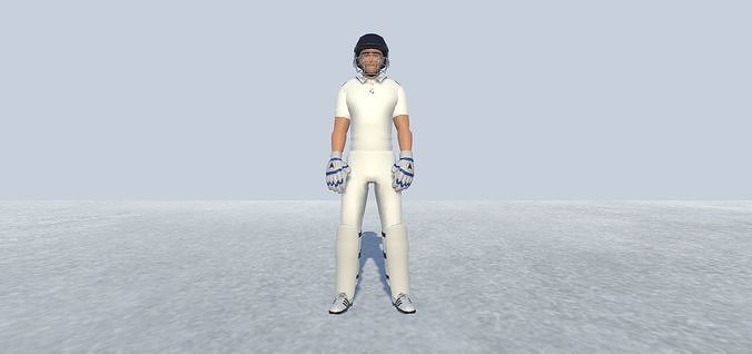 Cricket player Rigged  Low-poly 3D model