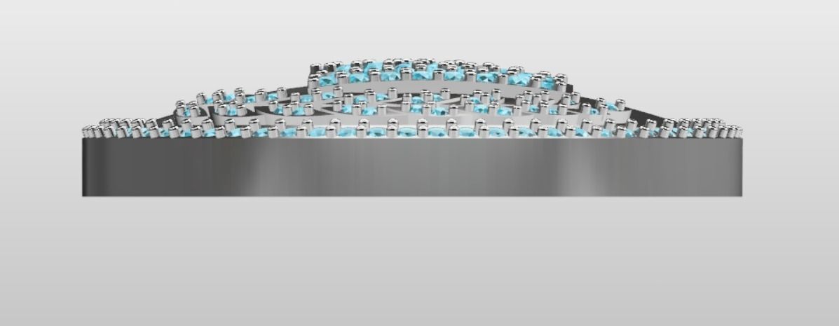 M Luxury Pendant with Diamonds  3D print model_4