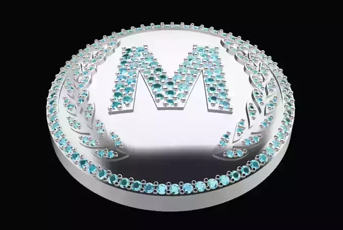 M Luxury Pendant with Diamonds  3D print model