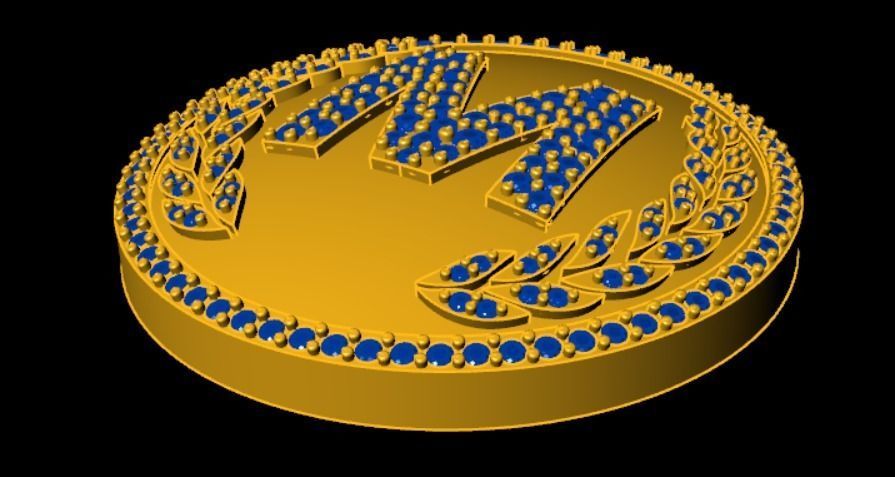 M Luxury Pendant with Diamonds  3D print model_11