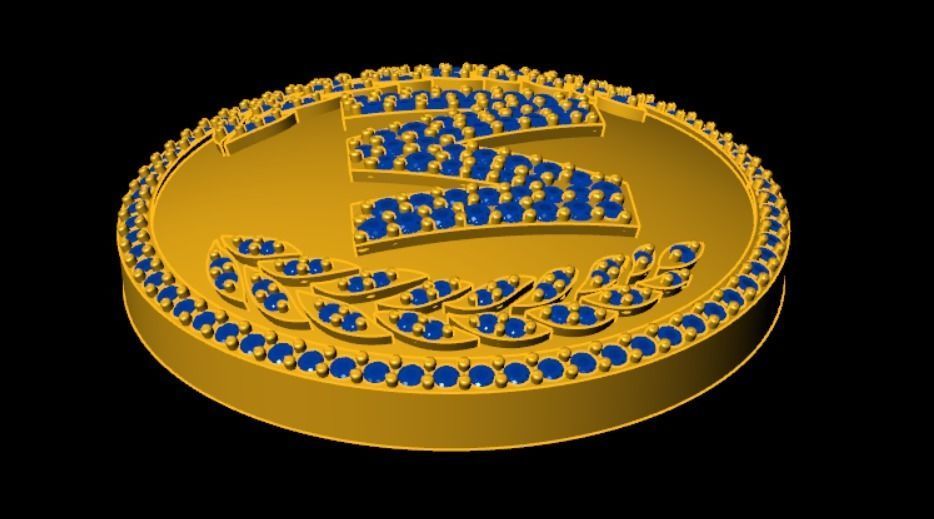 M Luxury Pendant with Diamonds  3D print model_7