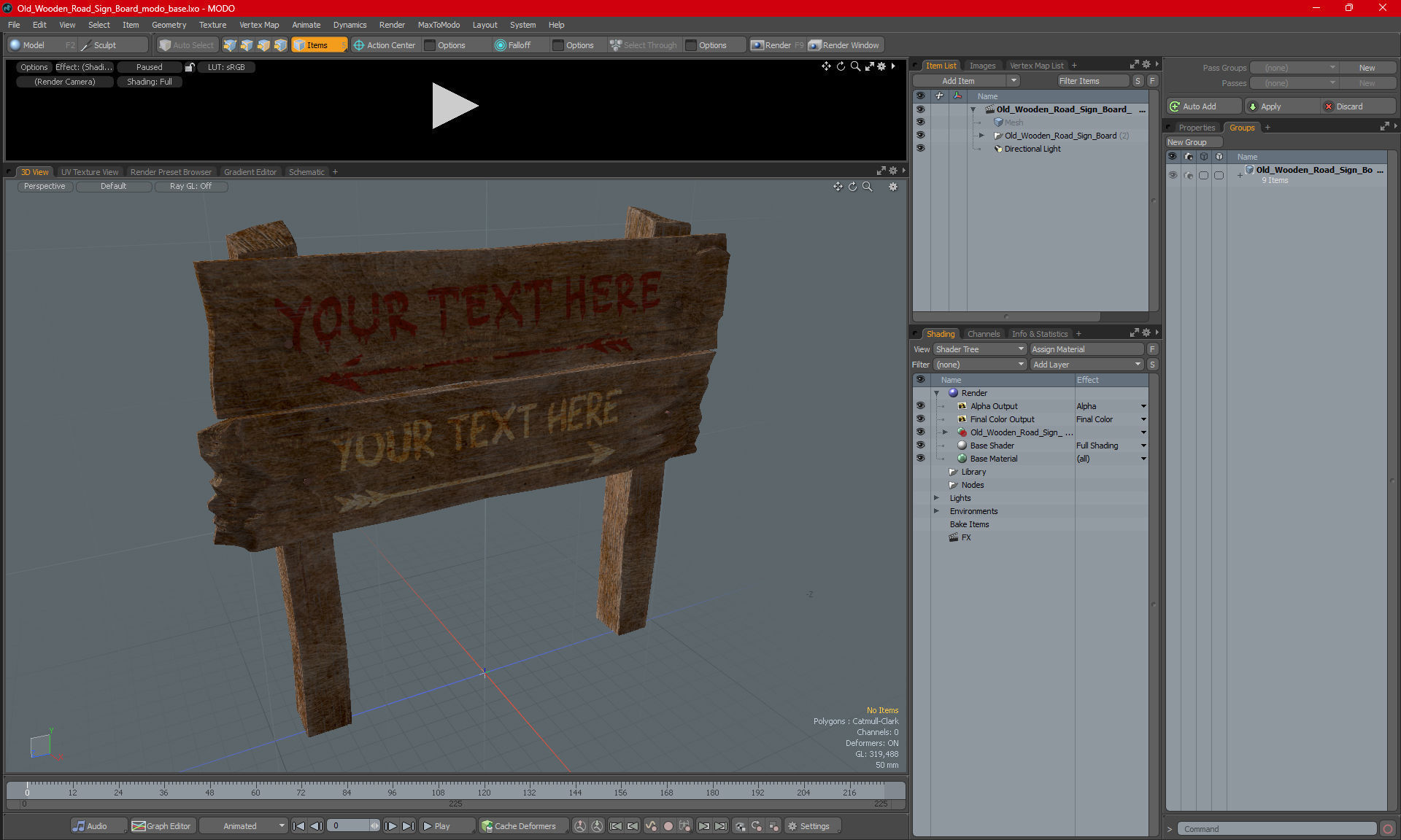 Old Wooden Road Sign Board 3D model_19