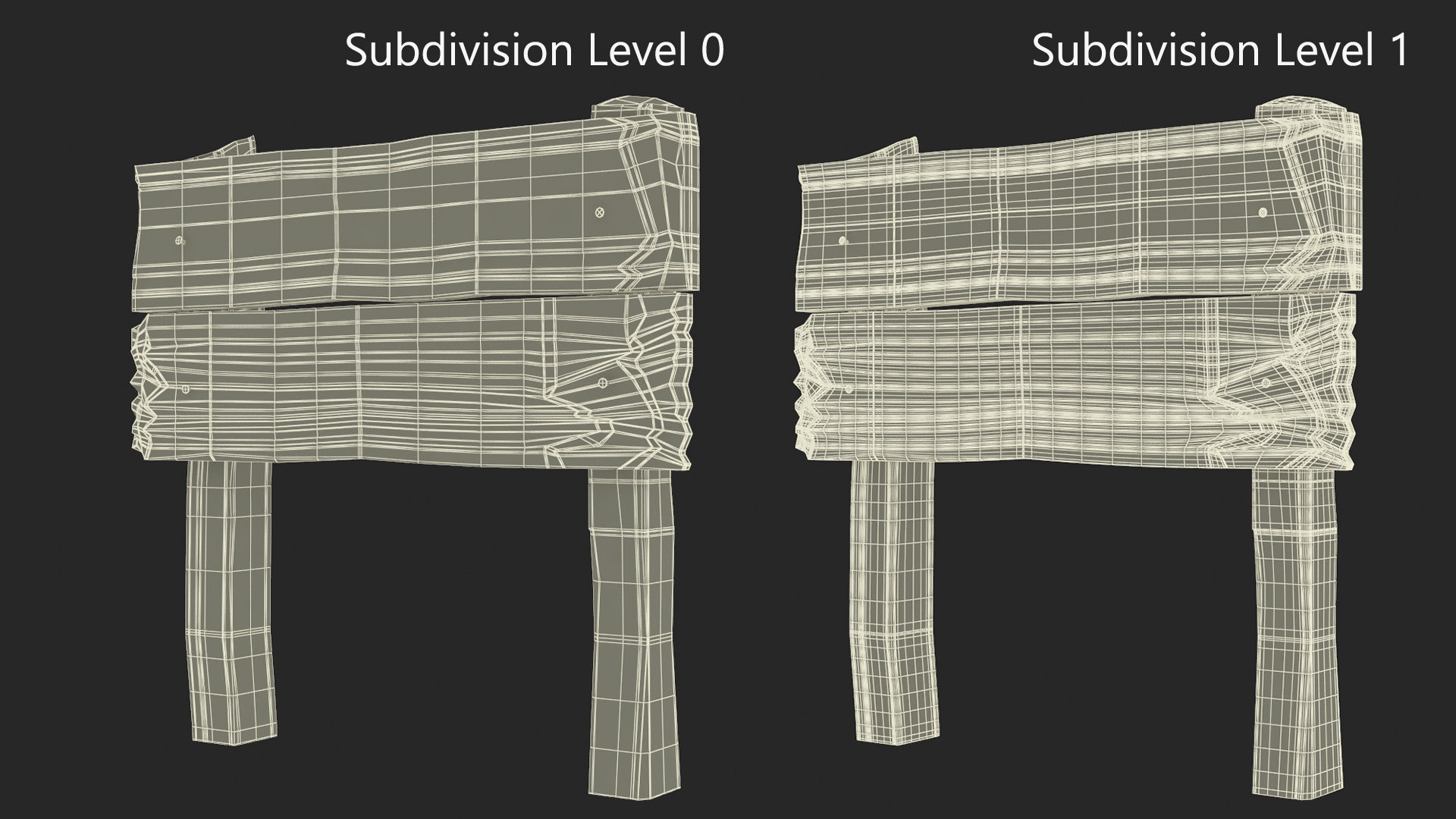 Old Wooden Road Sign Board 3D model_12