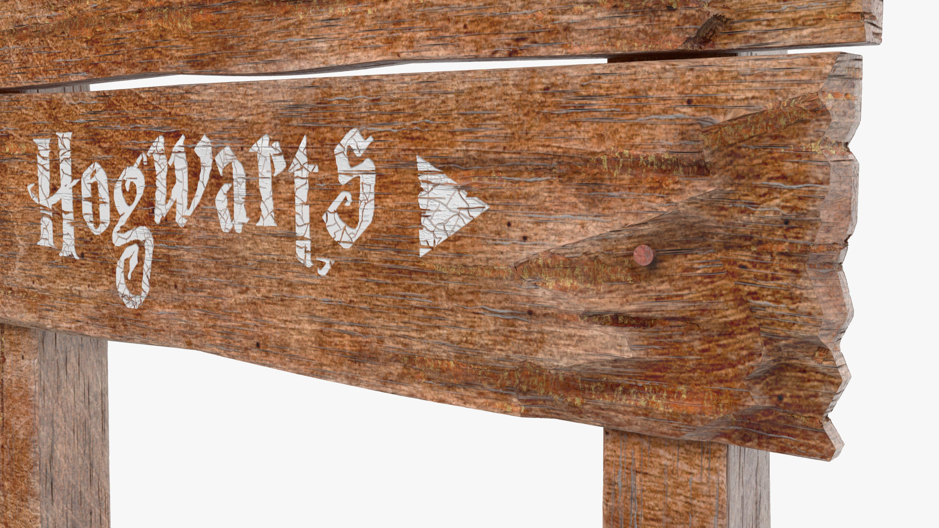 Old Wooden Road Sign Board 3D model_10
