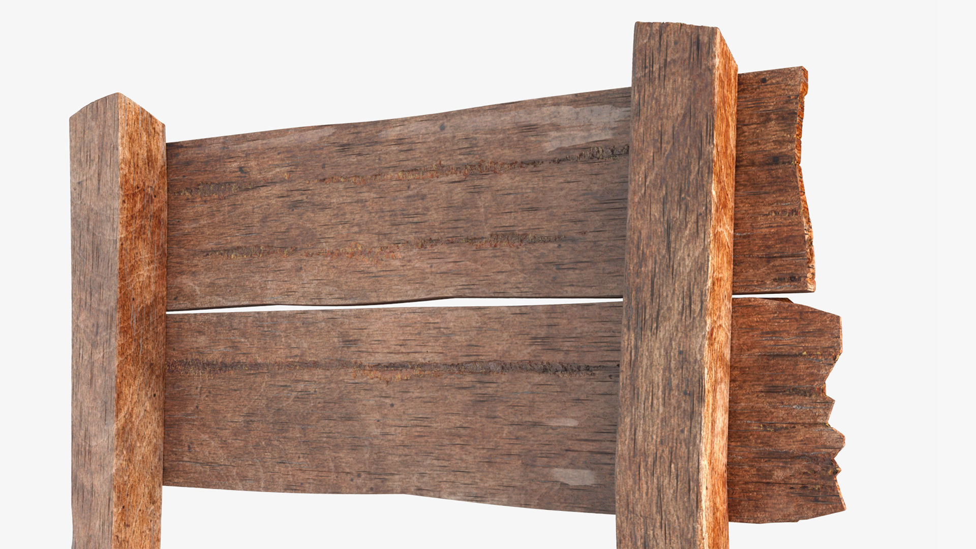 Old Wooden Road Sign Board 3D model_9